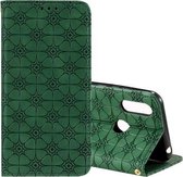 Voor Motorola Moto E6s Lucky Flowers Embossing Pattern Magnetische horizontale flip lederen tas met houder & kaartsleuven (groen)