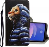 Voor Vivo S1 Pro 3D Gekleurde Tekening Horizontale Flip PU Lederen Case met Houder & Kaartsleuven & Portemonnee (Donsjack Kat)