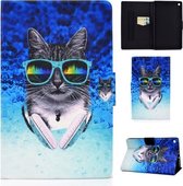Voor Kindle Fire HD 10 2015/2017/2019 TPU Elektrisch geperst horizontaal Flip lederen hoesje met houder & kaartsleuf & slaap- / wekfunctie (hoofdtelefoon kat)