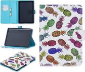 Voor Amazon Kindle Paperwhite 4 (2018) Stiksels Horizontale lederen flip-hoes met houder & kaartsleuven & slaap- / wekfunctie (gekleurde ananas)