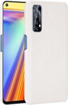 Voor OPPO Realme 7 / Narzo 20 Pro schokbestendige krokodiltextuur PC + PU-hoes (wit)