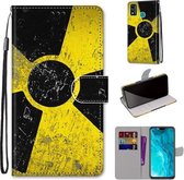 Voor Huawei Honor 9X Lite Gekleurde Tekening Cross Textuur Horizontale Flip PU Lederen Case met Houder & Kaartsleuven & Portemonnee & Lanyard (Geel Zwart Logo)