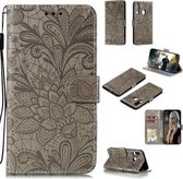 Voor Huawei Y7P / P40 Lite Kant Bloem Embossing Patroon Horizontale Flip Leren Case, met Houder & Kaartsleuven & Portemonnee & Fotolijst & Lanyard (Grijs)
