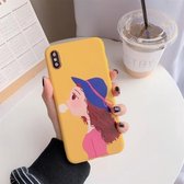 Voor iPhone X / XS TPU Matte mobiele telefoonhoes (Blowing Girl)