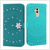 Voor Huawei Mate 20 Lite Pressed Printing Steken boorpatroon Horizontale Flip PU lederen tas met houder & kaartsleuven & portemonnee & & lanyard (grasgroen)