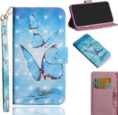 3D-schilderijpatroon Horizontaal Flip TPU + PU lederen tas met houder & kaartsleuven & portemonnee voor Huawei Y5 (2019) (Three Butterfly)