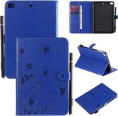 Voor iPad mini 5/4/3/2/1 Cat Bee Embossing Pattern Horizontale Flip lederen tas met houder & kaartsleuven & portemonnee & Pennensleuf & Wake-up / Sleep-functie (blauw)