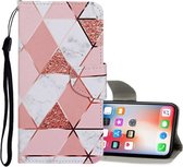 Voor iPhone X / XS Gekleurd tekeningpatroon Horizontaal leren flip-hoesje met houder & kaartsleuven en portemonnee (marmer)