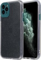 Voor iPhone 11 Pro Fine Hole-serie Anti-fall transparant TPU + acryl glitter telefoon beschermhoes (donkergroen)