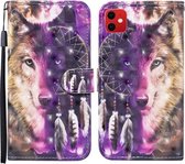 Voor iPhone 11 3D Geschilderd Patroon Horizontale Flip Leren Case met Houder & Portemonnee & Kaartsleuf & Lanyard (Windgong Wolf)