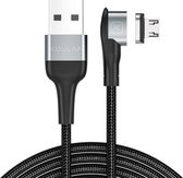 KUULAA KL-O140 1m USB naar Micro USB hoekkop magnetische oplaadgegevenskabel (zwart)