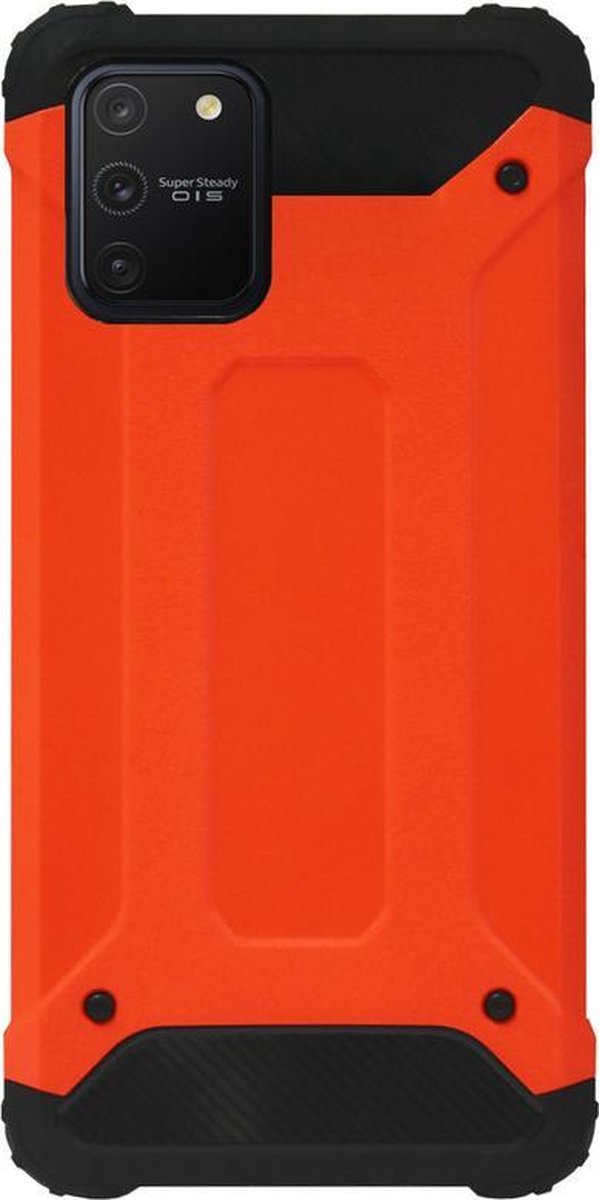 WLONS Rubber Kunststof Bumper Case Hoesje Geschikt Voor Samsung Galaxy S10 Lite - Oranje