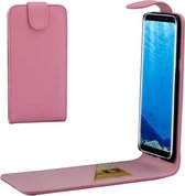 Voor Galaxy S8 + / G955 Verticale lederen flip-hoes met kaartsleuf (roze)