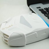 ZT-X7 3,6 W zij-uitlaat laptop bas koelventilator met verwijderbare pad en kleurrijke lichten (wit)