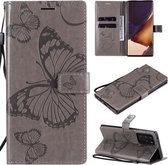 Voor Samsung Galaxy Note20 Ultra 3D vlinders reliëf patroon horizontale flip lederen tas met houder & kaartsleuf & portemonnee (grijs)