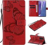Voor Samsung Galaxy Note20 3D vlinders reliëf patroon horizontaal flip lederen tas met houder & kaartsleuf & portemonnee (rood)