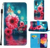 Voor Samsung Galaxy A50 / A50s / A30s Cross Texture Painting Pattern Horizontale Flip Leather Case met Houder & Kaartsleuven & Portemonnee & Lanyard (Chrysanthemum)
