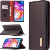 Voor Samsung Galaxy A70 2 in 1 afneembare magnetische horizontale flip lederen tas met houder & kaartsleuven & portemonnee (donkerbruin)