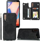 Voor Samsung Galaxy A50 Mandala reliëf PU + TPU hoesje met houder & kaartsleuven & fotolijst & riem (zwart)