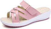 Cross gestreepte mode schattige pantoffels sandalen voor dames (kleur: roze maat: 35)