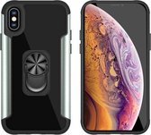 PC + TPU + metalen schokbestendige beschermhoes met ringhouder voor iPhone XS / X (lichtgroen)