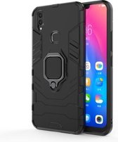 PC + TPU schokbestendige beschermhoes voor Vivo V9, met magnetische ringhouder (zwart)