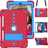 Schokbestendige Rhombus Robot pc + siliconen beschermhoes met houder en schouderriem voor iPad 10.2 (2020) / (2019) (rood + blauw)