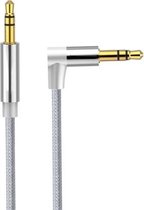 AV01 3,5 mm male naar male elleboog audiokabel, lengte: 1 m (zilvergrijs)