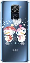 Voor Xiaomi Redmi Note 9 Christmas Series transparante TPU beschermhoes (paar sneeuwpop)