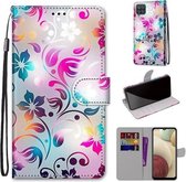 Voor Samsung Galaxy A12 / M12 Gekleurde Tekening Cross Textuur Horizontale Flip PU Lederen Case met Houder & Kaartsleuven & Portemonnee & Lanyard (Gradient Kleurrijke Bloem)