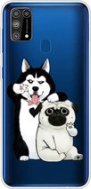 Voor Samsung Galaxy M31 schokbestendig geverfd transparant TPU beschermhoes (selfie hond)