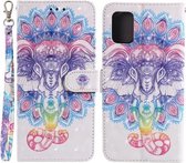 Voor Samsung Galaxy A41 3D-schilderijpatroon Gekleurde tekening Horizontale flip PU-lederen hoes met houder & kaartsleuven en portemonnee (kleurrijke olifant)