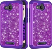 Glitter poeder contrast huid schokbestendig siliconen + pc beschermhoes voor Alcatel Tetra (paars)