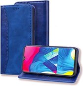 Voor Samsung Galaxy A10 Business Stitching Horizontale flip lederen tas met dubbele vouw & beugel & kaartsleuven & fotolijst & portemonnee (saffierblauw)