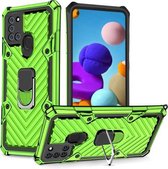 Voor Samsung Galaxy A21s Cool Armor PC + TPU schokbestendig hoesje met 360 graden rotatie ringhouder (groen)