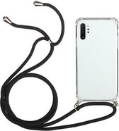 Voor Samsung Galaxy Note10 + Four-Corner Anti-Fall transparante TPU beschermhoes met lanyard (zwart)