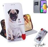 Voor LG K62 / K52 / Q52 Gekleurde tekening Horizontale flip lederen tas, met houder & kaartsleuven en portemonnee (pug)