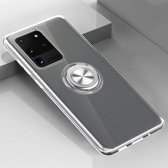 Voor Galaxy S20 ultradunne TPU-beschermhoes met 360 graden rotatiehouder (transparant)