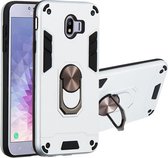 Voor Samsung Galaxy J4 (2018) 2 in 1 Armor Series PC + TPU beschermhoes met ringhouder (zilver)