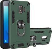 Voor Samsung Galaxy J2 Core 2 in 1 Armor Series PC + TPU beschermhoes met ringhouder (groen)
