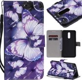 Voor LG Stylo 5 3D Geschilderd Patroon Horizontale Leren Flip Case, met Portemonnee & Houder & Kaartsleuven & Lanyard (Paarse Vlinder)