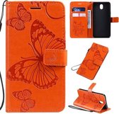 Voor LG K30 Pressed Printing Butterfly Pattern Horizontale Flip PU lederen tas met houder & kaartsleuven & portemonnee & lanyard (oranje)