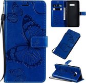 Voor LG G8X Geperst afdrukken Vlinderpatroon Horizontale flip PU lederen tas met houder & kaartsleuven & portemonnee & lanyard (blauw)