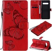 Voor LG V60 3D vlinders reliëfpatroon horizontale flip lederen tas met houder & kaartsleuf & portemonnee (rood)