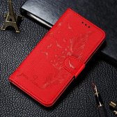 Voor LG K50S Litchi Textuur Veer Embossing Horizontale Flip Leren Case met Houder & Kaartsleuven & Portemonnee & Fotolijst & Lanyard (Rood)