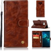 Voor Galaxy Note 9 Retro Koperen Gesp Crazy Horse Horizontale Flip PU Lederen Case met Houder & Kaartsleuven & Portemonnee & Lanyard (Bruin)