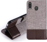 Voor Galaxy M20 MUXMA MX102 Horizontale flip canvas lederen tas met standaard & kaartsleuf & portemonnee-functie (bruin)