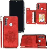 Voor Xiaomi Redmi Note 8 Mandala reliëf PU + TPU-hoesje met houder & kaartsleuven & fotolijst & riem (rood)