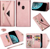 Voor Xiaomi Redmi Note 7 Skin Feel Rits Horizontale Flip Leren Case met Houder & Kaartsleuven & Fotolijst & Lanyard & Lang Touw (Rose Goud)