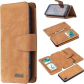 Voor Xiaomi Redmi 7A Afneembare Frosted Magnetische Horizontale Flip Leren Case met Kaartsleuven & Houder & Rits Portemonnee & Fotolijst (Bruin)